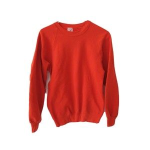 Vintage Jerzees Pumpkin Orange Pullover Crewneck Sweatshirt Medium Adult Unisex